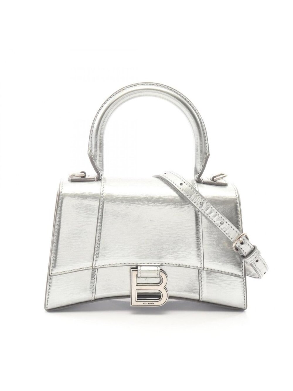 Balenciaga Handbag Hourglass XS 2-Way Silver Leather